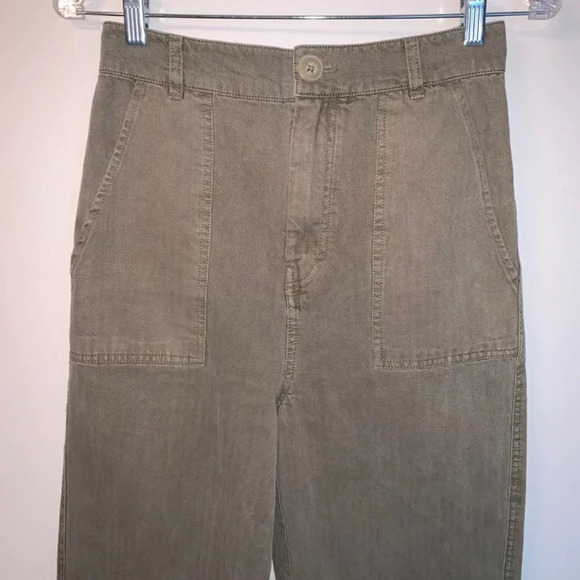 Free People Green High Rise Wide  Leg Cropped Jeans 4 - Picture 11 of 13